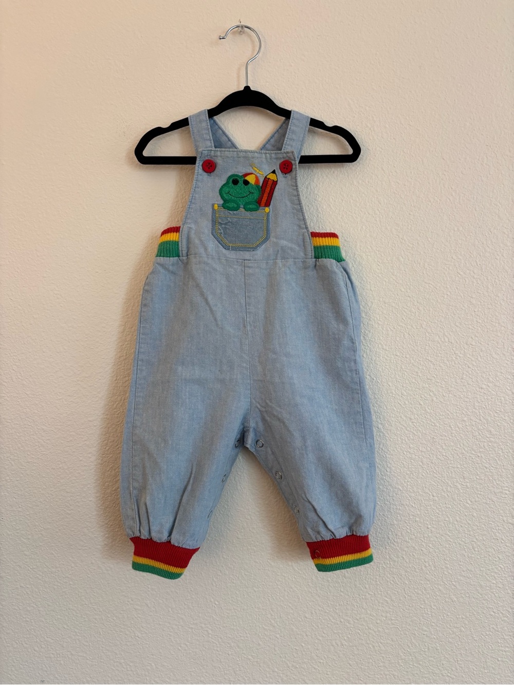 vintage Healthtex light blue chambray baby overalls size 12 months